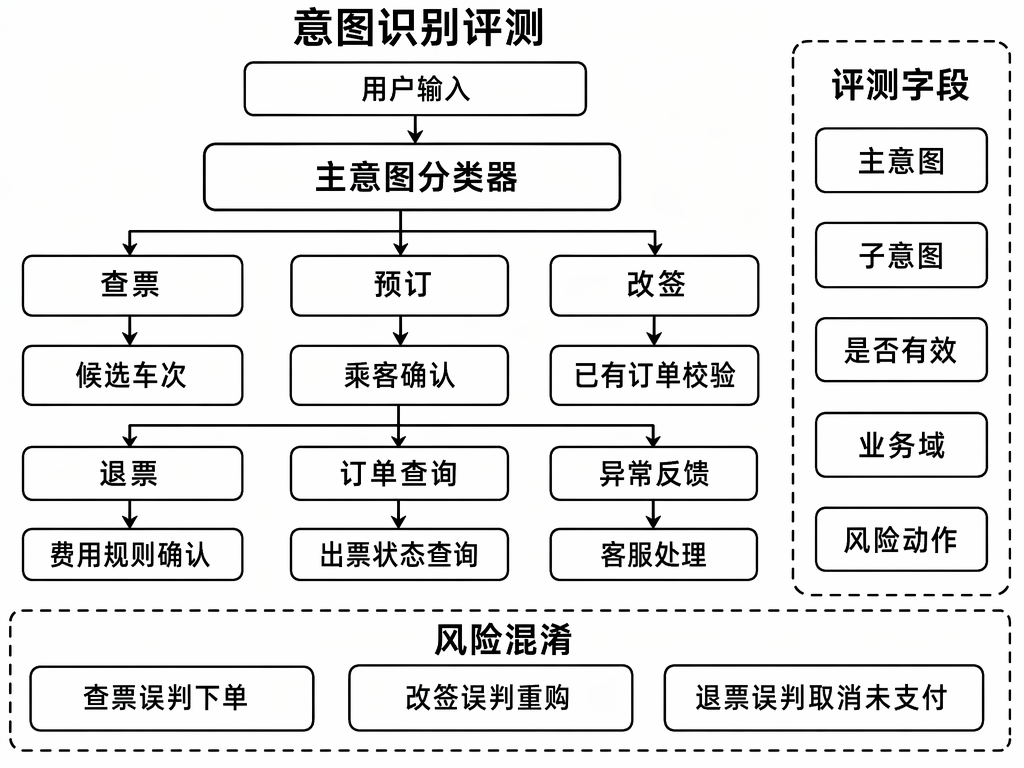 意图识别评测：意图树要拆到能决定下一步动作的可执行层